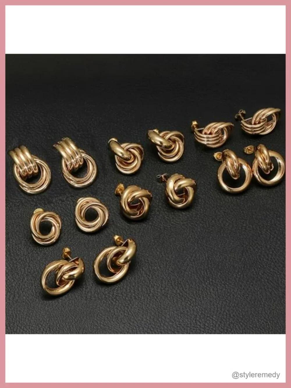 8 Pairs Gold Knot Earrings Set Chunky Statement Long Drop Dangle Geometric